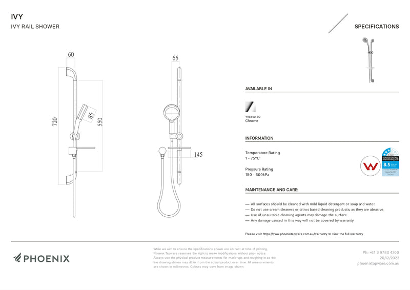 PHOENIX IVY RAIL SHOWER CHROME