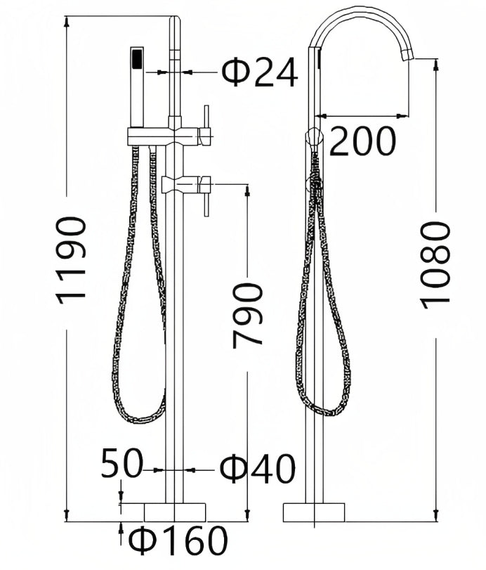 INSPIRE PAVIA FREE STANDING BATH MIXER BRUSHED NICKEL