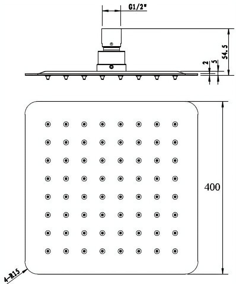 INSPIRE STAINLESS SHOWER HEAD SQ CHROME 400MM