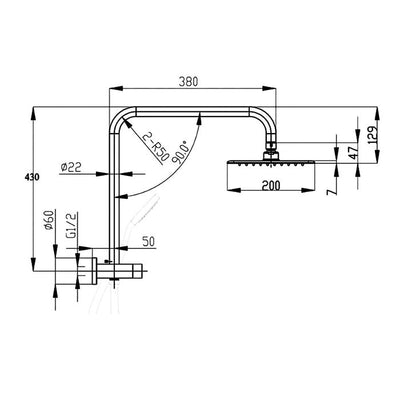 INSPIRE PAVIA HALF RAIL SET WITH ROUND HEAD BRUSHED NICKEL