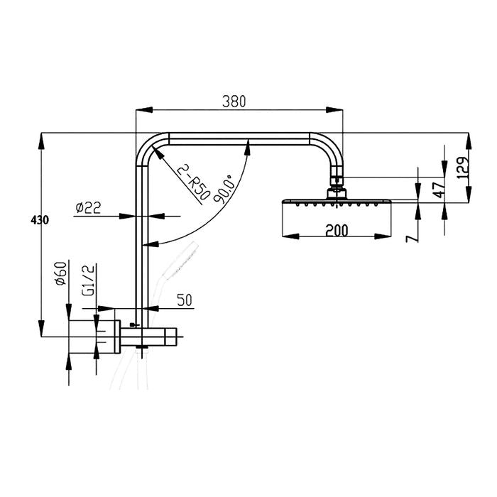 INSPIRE PAVIA HALF RAIL SET WITH ROUND HEAD BRUSHED NICKEL