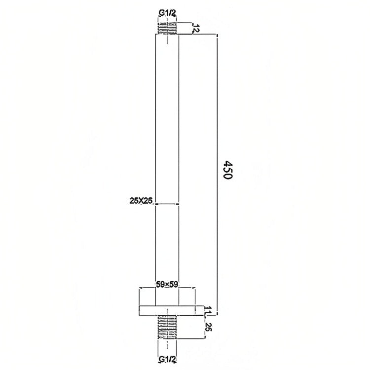 INSPIRE CEILING SHOWER ARM ROUND 450MM BLACK