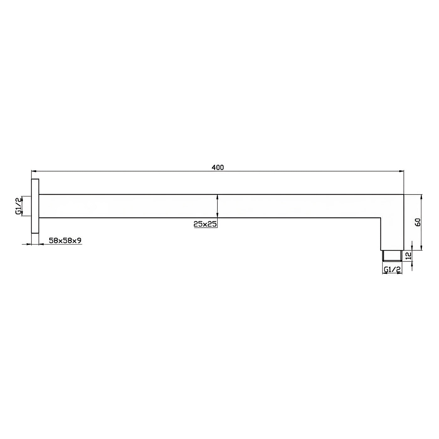 INSPIRE TARAN WALL SHOWER ARM 400MM GUN METAL