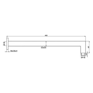 INSPIRE TARAN WALL SHOWER ARM 400MM GUN METAL