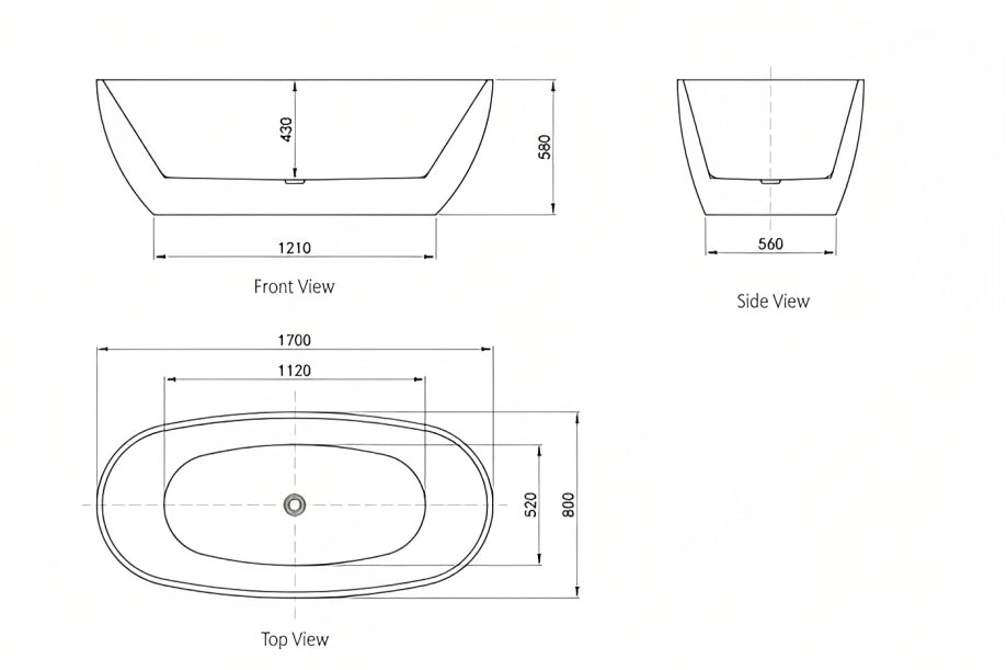 INSPIRE VINNY FREESTANDING BATHTUB GLOSS WHITE (AVAILABLE IN 1500MM AND 1700MM)