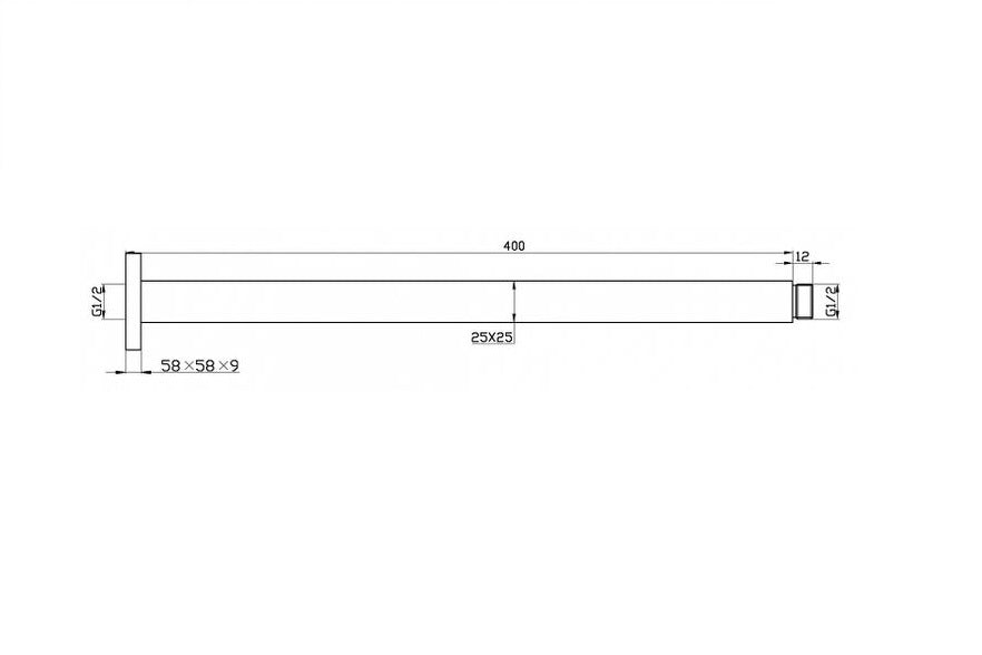 INSPIRE TARAN CEILING SHOWER ARM SQUARE 400MM BLACK