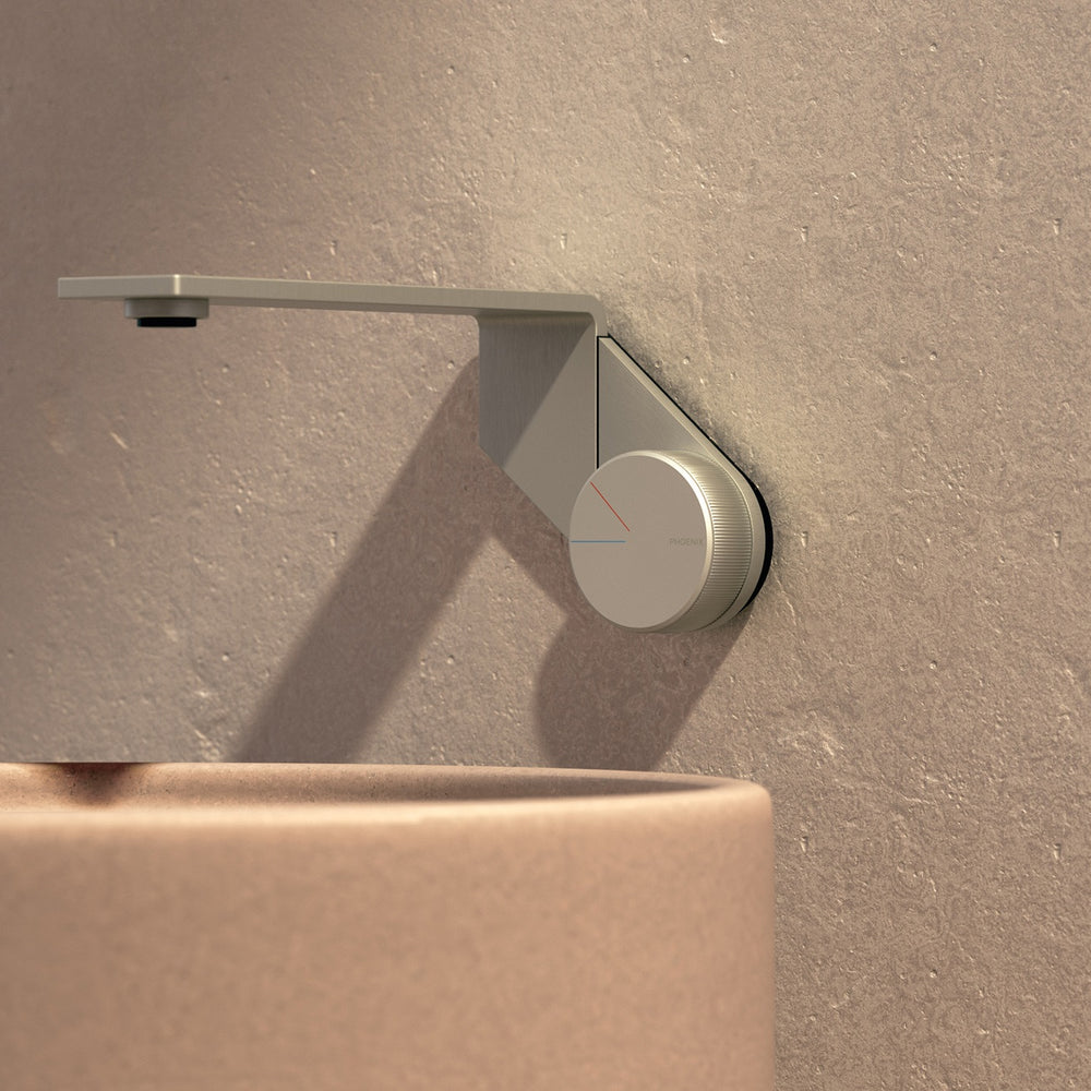 PHOENIX AXIA WALL BASIN BATH MIXER SET 200MM BRUSHED NICKEL