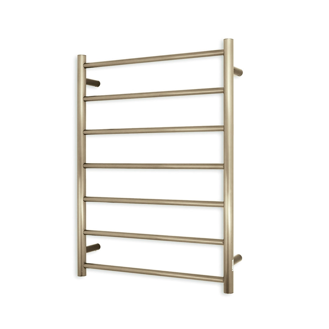 RADIANT HEATING 7-BARS ROUND HEATED TOWEL RAIL BRUSHED NICKEL 600MM