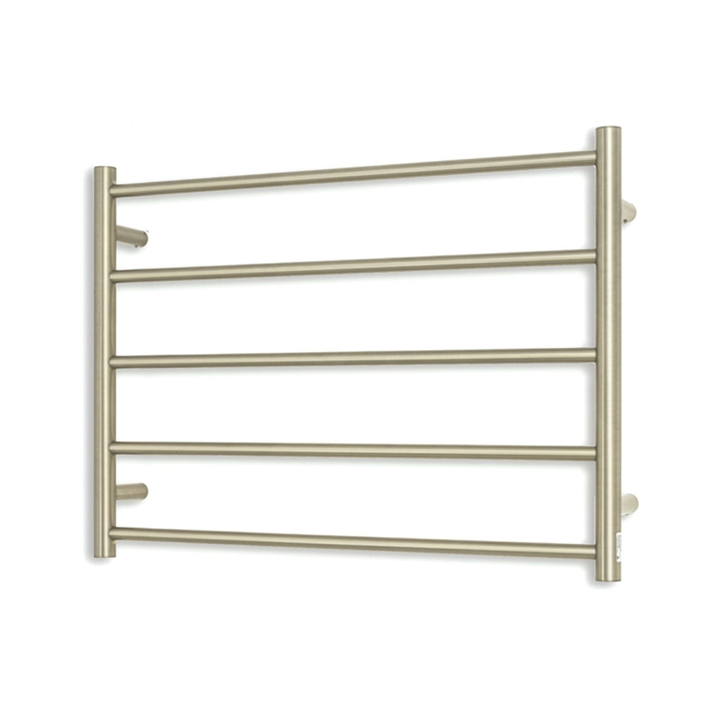 RADIANT HEATING 5-BARS ROUND HEATED TOWEL RAIL BRUSHED NICKEL 750MM