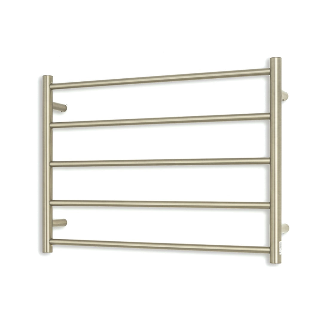 RADIANT HEATING 5-BARS ROUND HEATED TOWEL RAIL BRUSHED NICKEL 750MM