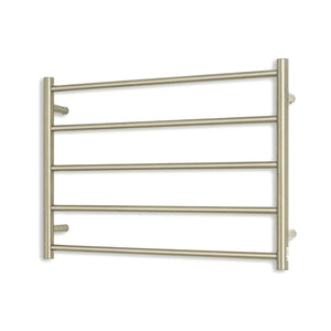 RADIANT HEATING 5-BARS ROUND HEATED TOWEL RAIL BRUSHED NICKEL 750MM
