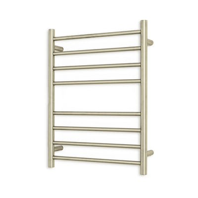 RADIANT HEATING 8-BARS ROUND HEATED TOWEL RAIL 65WATTS BRUSHED NICKEL 530MM
