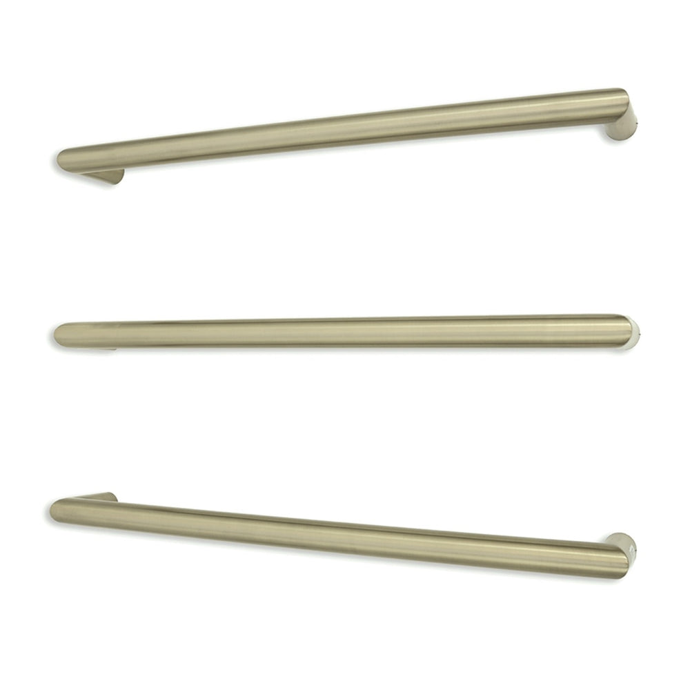 RADIANT HEATING ROUND HEATED SINGLE TOWEL RAIL BRUSHED NICKEL (AVAILABLE IN 650MM AND 800MM)