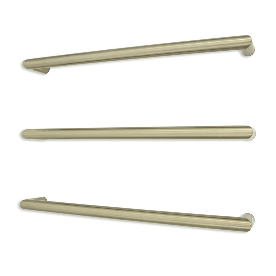 RADIANT HEATING ROUND HEATED SINGLE TOWEL RAIL BRUSHED NICKEL 650MM