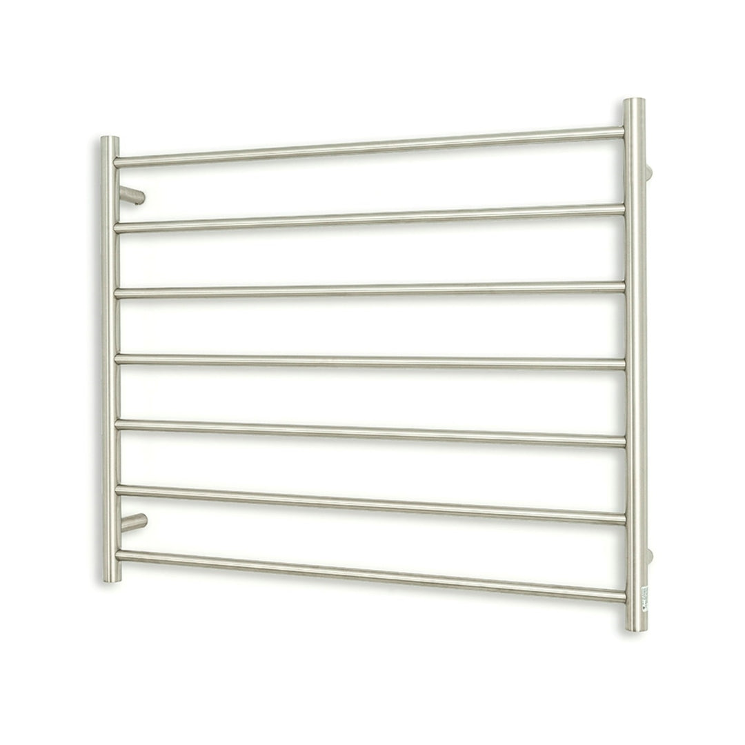 RADIANT HEATING 7-BARS ROUND HEATED TOWEL RAIL BRUSHED SATIN 900MM