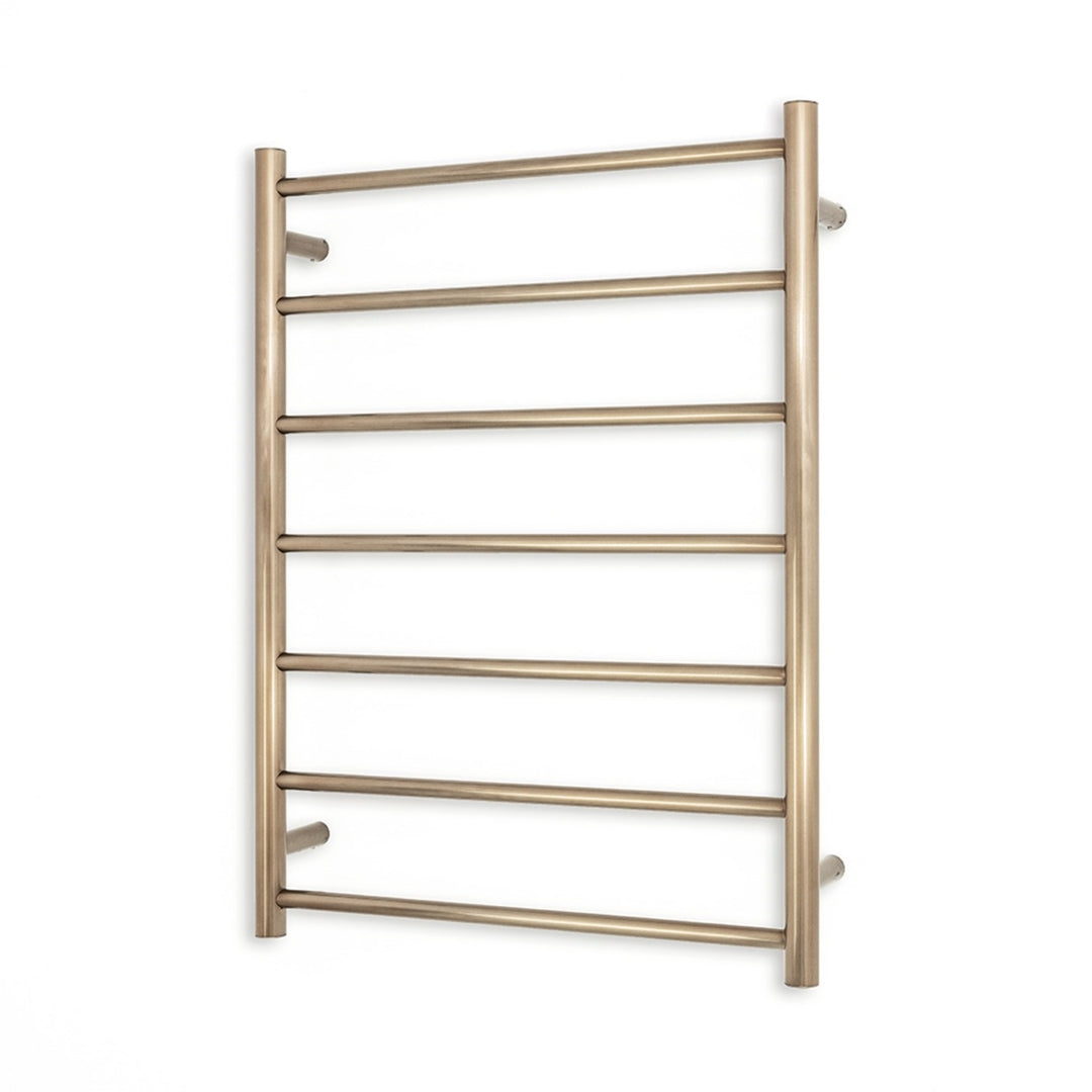 RADIANT HEATING 7-BARS ROUND HEATED TOWEL RAIL CHAMPAGNE 600MM