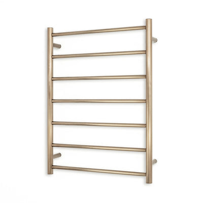 RADIANT HEATING 7-BARS ROUND HEATED TOWEL RAIL CHAMPAGNE 600MM
