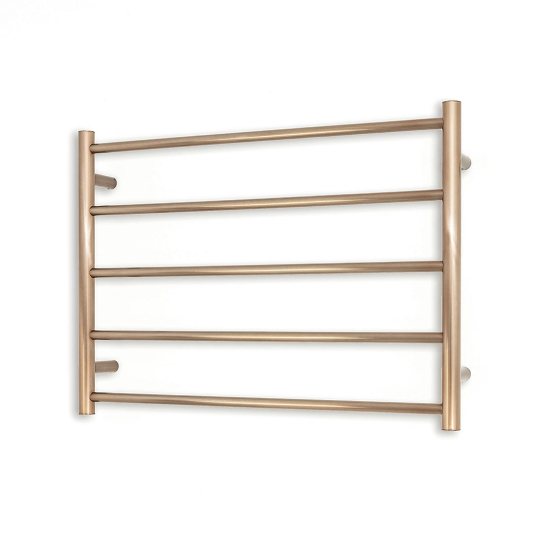 RADIANT HEATING 5-BARS ROUND HEATED TOWEL RAIL CHAMPAGNE 750MM