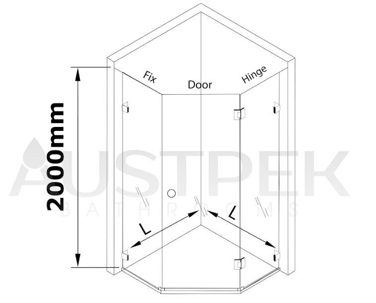 COVEY WALL TO WALL DIAMOND FRAMELESS HINGE DOOR BRUSHED GOLD