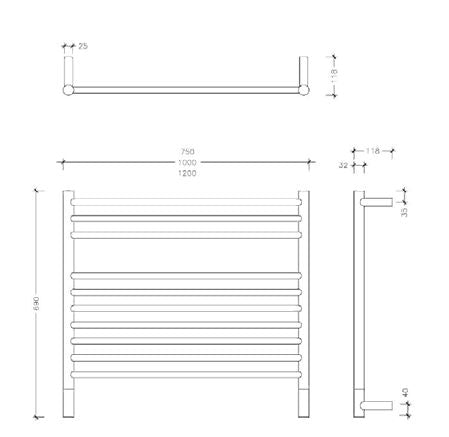 THERMOGROUP JEEVES POLISHED LADDER HEATED TOWEL RAIL STAINLESS STEEL 690MM