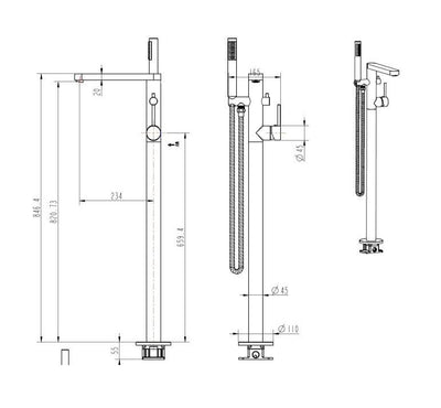 LINSOL EMILY FREESTANDING BATH FILLER CHROME