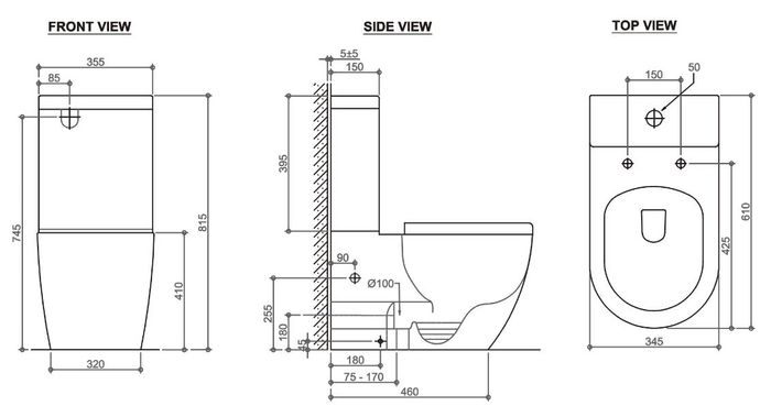 INSPIRE DELUSO RIMLESS BACK-TO-WALL TOILET SUITE GLOSS WHITE