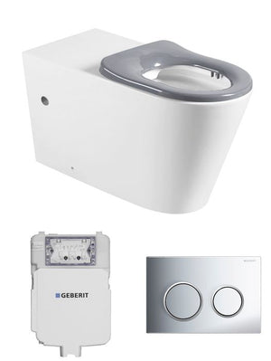 INSPIRE BELLA BACK TO WALL RIMLESS TOILET SUITE GLOSS WHITE