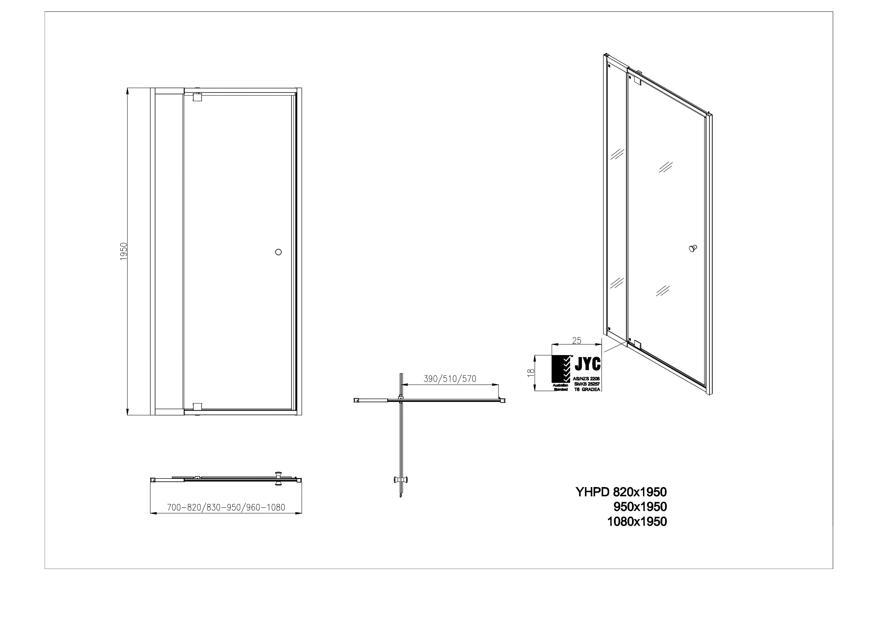 CASTELLO WALL TO WALL FRAMED SHOWER SCREEN