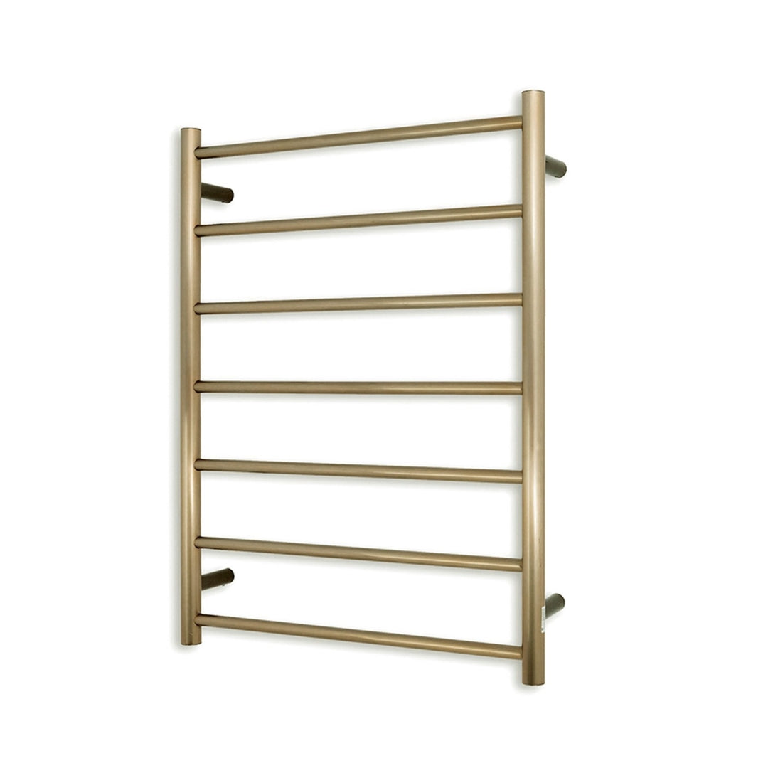 RADIANT HEATING 7-BARS ROUND HEATED TOWEL RAIL MATTE BLACK 600MM