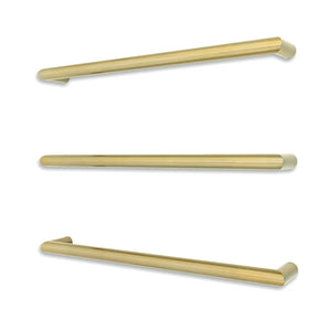 RADIANT HEATING VERTICAL ROUND HEATED SINGLE TOWEL RAIL LIGHT GOLD (ALSO AVAILABLE IN 650MM AND 800MM)
