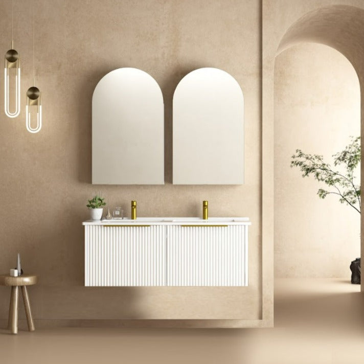 INFINITY THENA WHITE 1200MM DOUBLE BOWL WALL HUNG VANITY