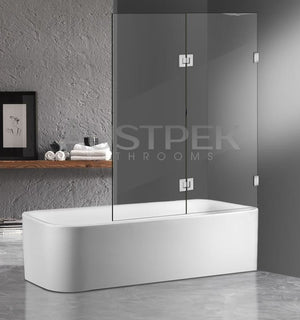 COVEY FIXED AND SWING PANEL DOUBLE HINGED BATH SCREEN BRUSHED NICKEL