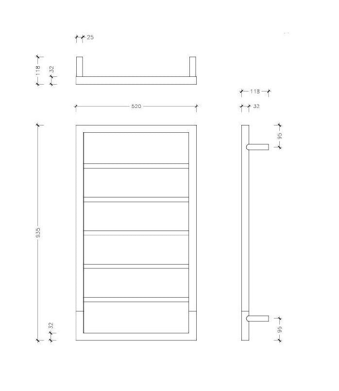 THERMOGROUP JEEVES SPARTAN BOXX HEATED RAIL SATIN BLACK 930MM