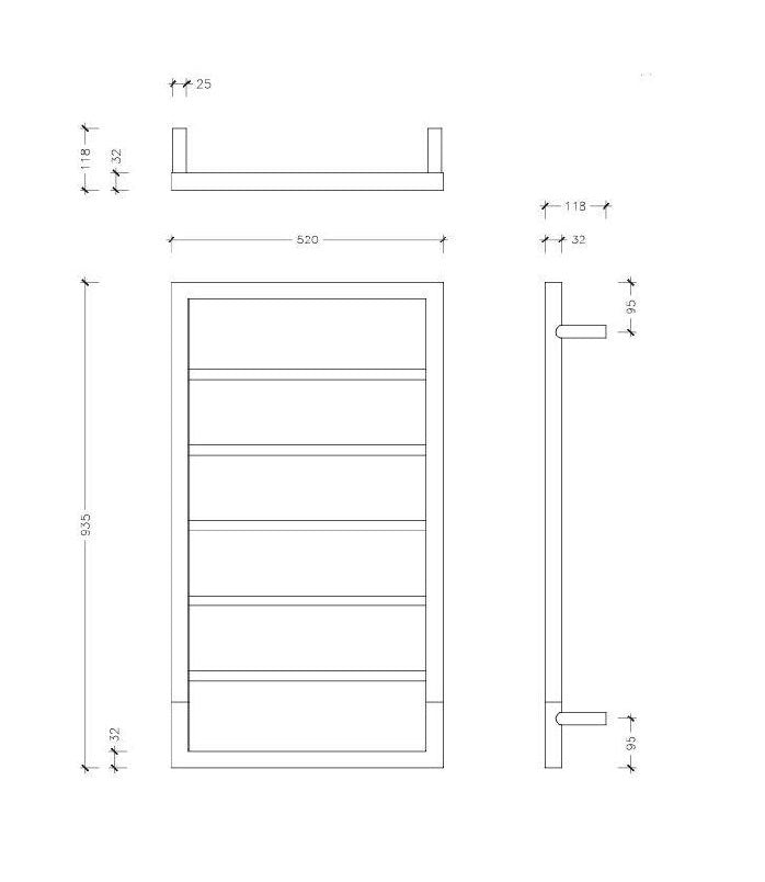 THERMOGROUP T52SBKR JEEVES SPARTAN BOXX HEATED RAIL – SATIN BLACK 930MM