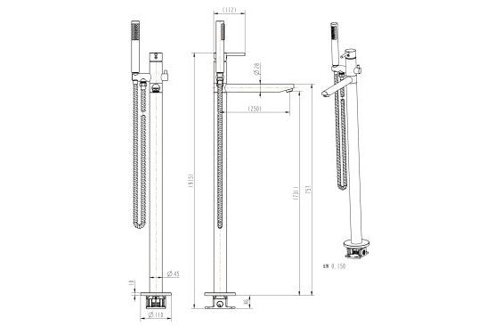 LINSOL JUDE FREESTANDING BATH FILLER CHROME