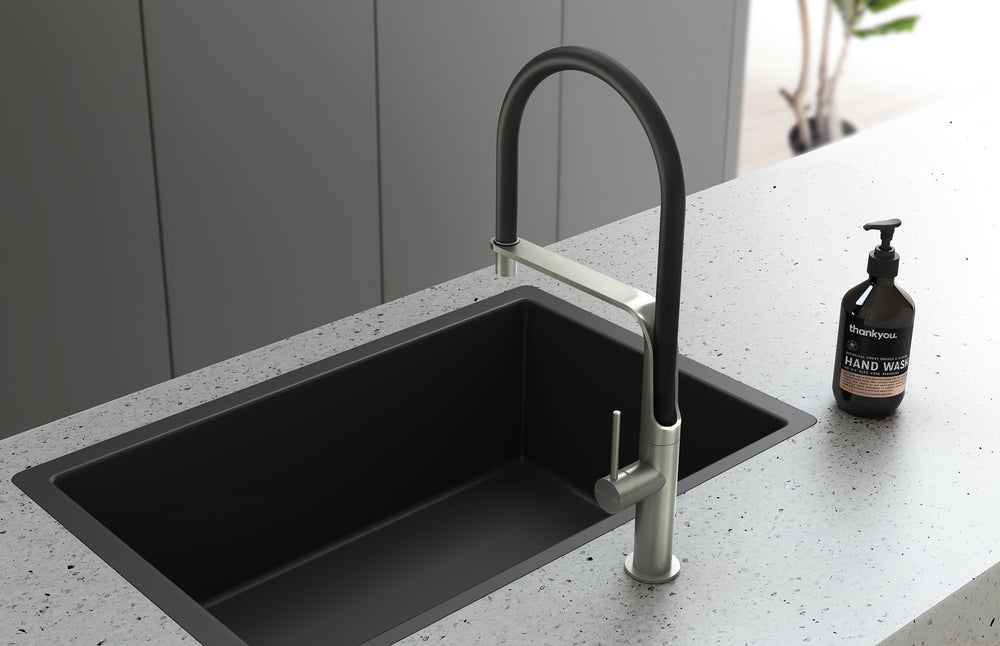 PHOENIX VIDO FLEXIBLE HOSE SINK MIXER 450MM BRUSHED NICKEL