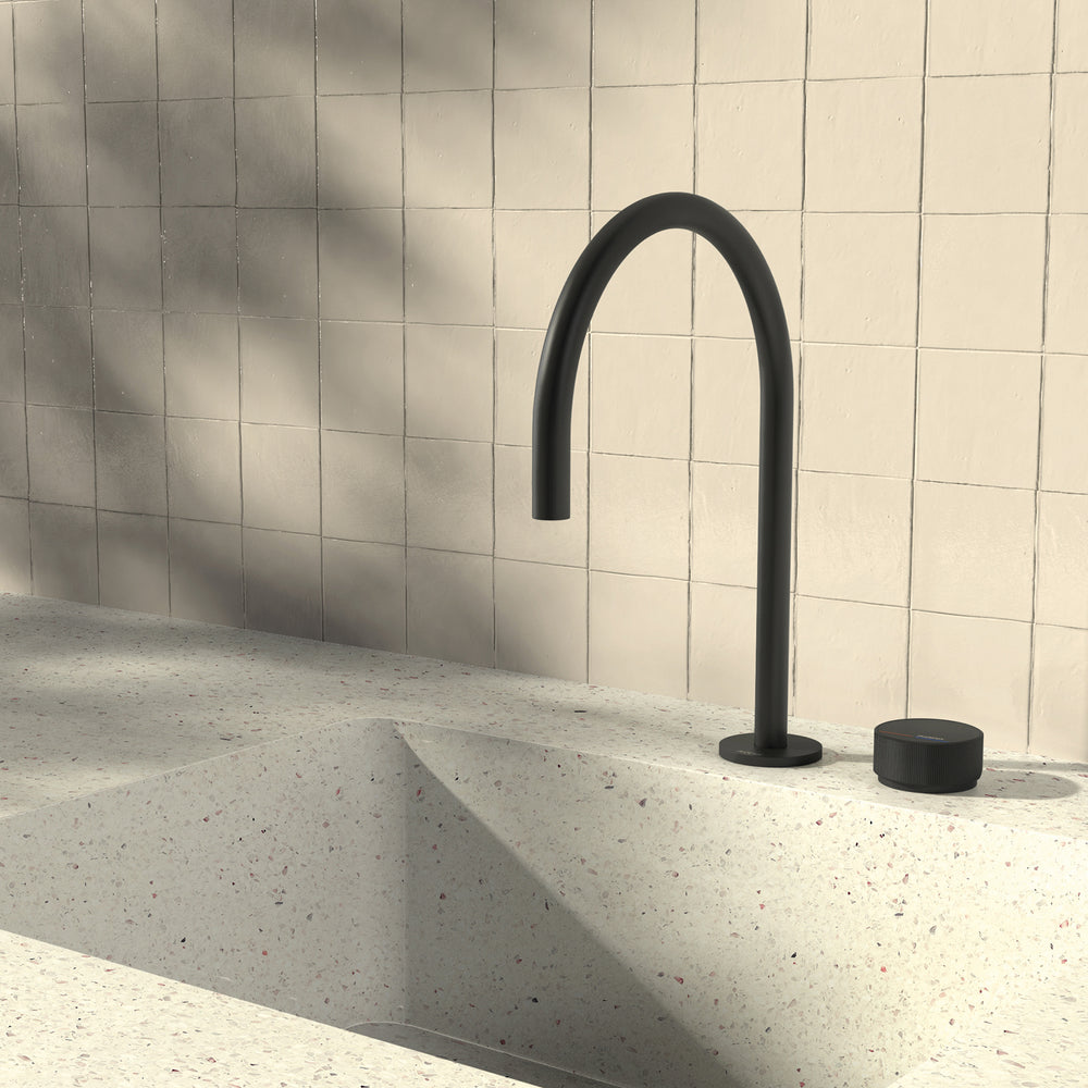 PHOENIX AXIA HOB GOOSENECK SINK MIXER SET 316MM MATTE BLACK