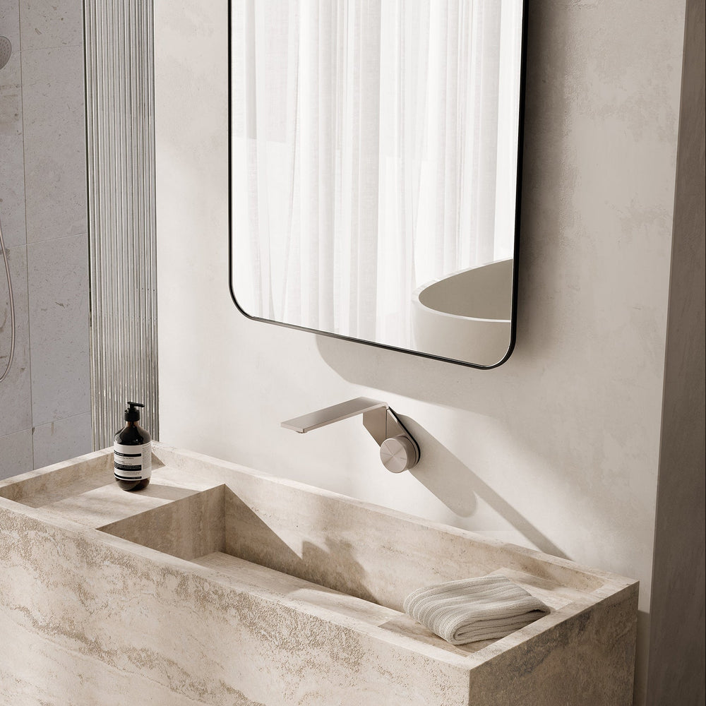 PHOENIX AXIA WALL BASIN BATH MIXER SET 200MM BRUSHED NICKEL