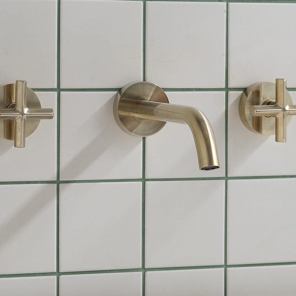 PHOENIX VIVID SLIMLINE LEAD FREE PLUS WALL BASIN / BATH OUTLET 194MM BRUSHED GOLD