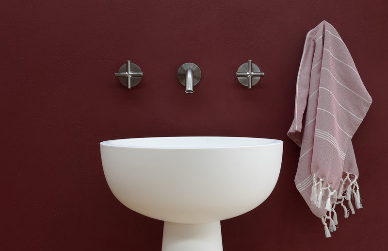 PHOENIX VIVID SLIMLINE PLUS WALL BASIN / BATH OUTLET 180MM BRUSHED NICKEL