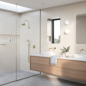PHOENIX CROMFORD WALL BASIN / BATH OUTLET 181MM BRUSHED GOLD