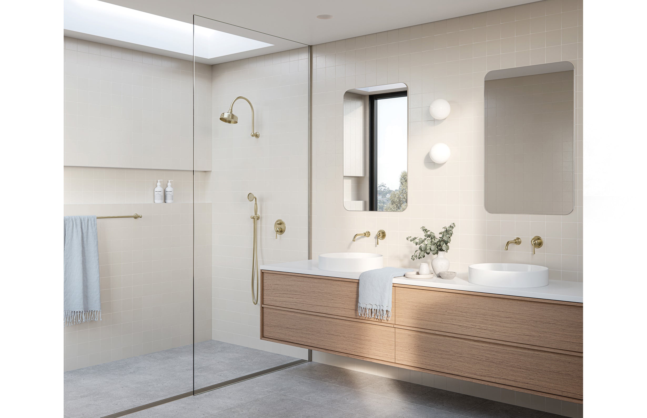 PHOENIX CROMFORD SWITCHMIX SHOWER / BATH DIVERTER MIXER FIT-OFF AND ROUGH-IN KIT BRUSHED GOLD
