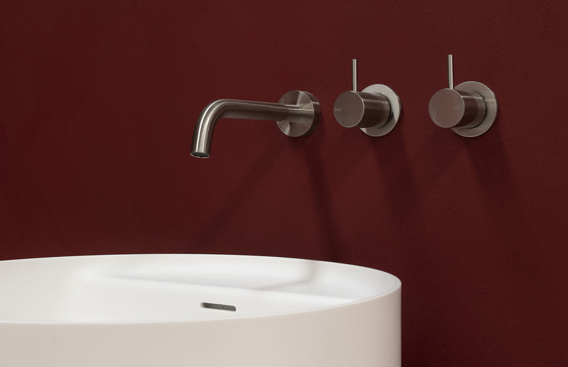PHOENIX VIVID SLIMLINE PLUS WALL BASIN / BATH OUTLET 180MM BRUSHED NICKEL