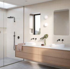 PHOENIX VIVID SLIMLINE PLUS WALL BASIN / BATH OUTLET 180MM MATTE BLACK