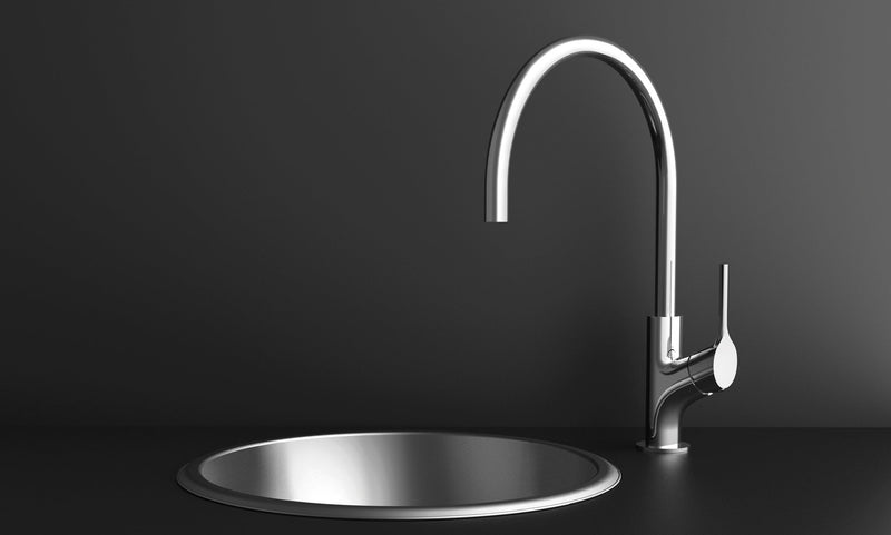 PHOENIX VIVID SLIMLINE OVAL SINK MIXER 220MM GOOSENECK CHROME