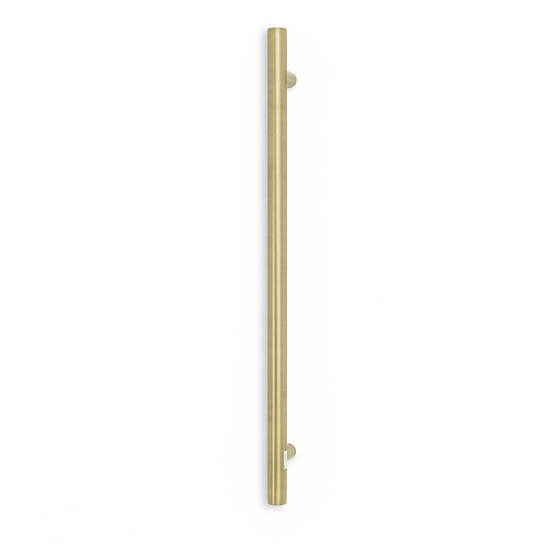 RADIANT HEATING VERTICAL ROUND HEATED SINGLE TOWEL RAIL LIGHT GOLD 950MM