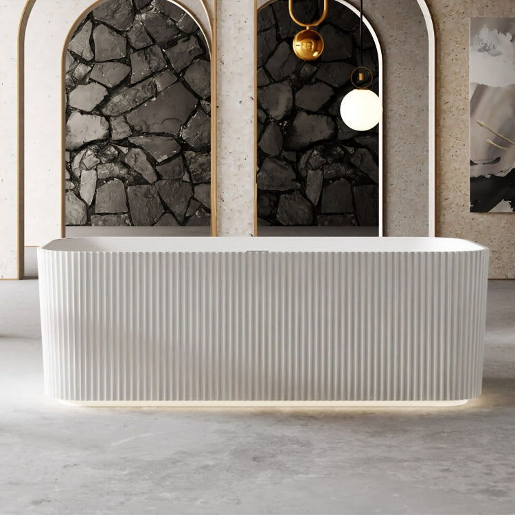 RIVA MILANO V-GROOVE FREESTANDING BATHTUB GLOSS WHITE 1500MM