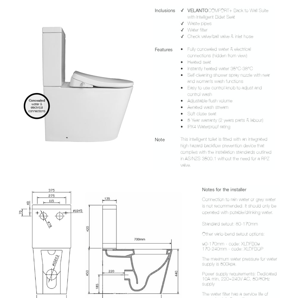 GALLARIA VELANTO COMFORT UNIVERSAL BACK TO WALL SUITE GLOSS WHITE