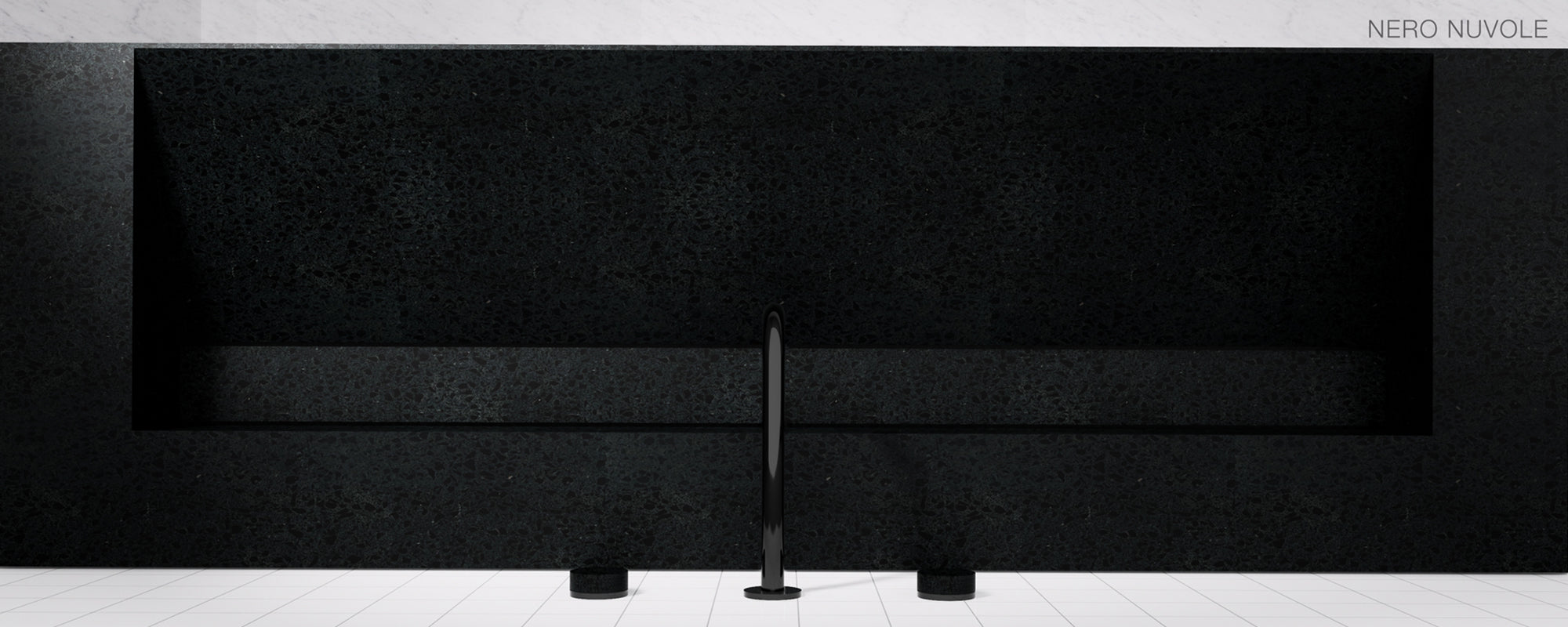 GALLARIA ELAN RECTANGULAR ELEMENTS STONE WASHPLANE 1600MM NERO NUVOLE