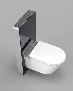 GALLARIA BLACK ALTACOLUMN RIMLESS WALL HUNG PAN AND REMOTE BIDET PACKAGE GLOSS WHITE